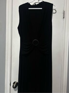 Encore Jeans Black Sleeveless Midi Dress with Ring Accent